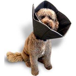 Hondenkraag - Zwart - Verstelbaar met Klittenband - Nekomvang 8 tot 15 cm - Hondenkap - Beschermkap voor Hond - Beschermkraag