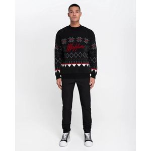 MALELIONS MEN CHRISTMAS SWEATER - BLACK/RED Small