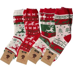 4 Paar - 100% Alpaca Wollen Sokken - Maat 40-43 - Wintersokken - Huissokken - Kado Artikel