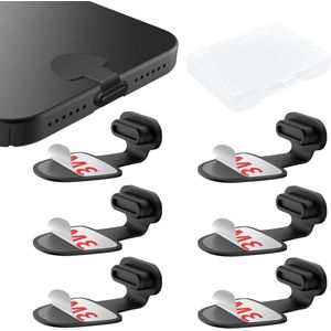 6 stuks USB C-stofbescherming voor type C-poort - compatibel met iPhone 15/Samsung Galaxy S23/Google Pixel/Xiaomi/OnePlus/Huawei (zwart)