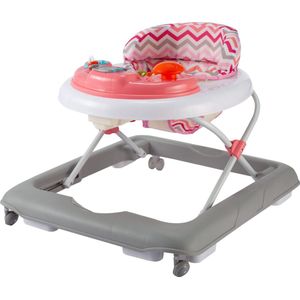 X Adventure Loopstoel / Baby Walker Chevron - Verstelbaar & Comfortabel - Met Afneembaar Speelblad - Inklapbaar Design - Pastel Pink