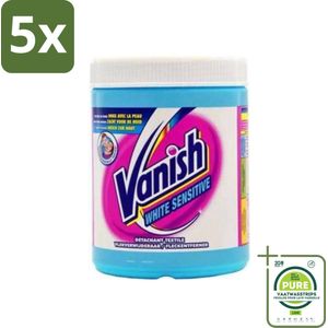 5 x Vanish White Sensitive - Vlekkenverwijderaar Poeder - Witte Was - 1125 Gram - Grootverpakking - Vlekkenverwijderaar - Witte Was - Gevoelige Stoffen - Waspoeder - Vlekken Verwijderen
