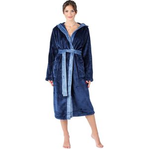 Bellivalini Dames met Capuchon - Wasmachine bestendig - Badstof - Donkerblauw - XL - BLV-BLV50-168-DG