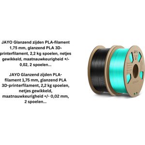 Glanzend zijden PLA-filament 1,75 mm, glanzend PLA 3D-printerfilament, 2,2 kg spoelen, netjes gewikkeld, maatnauwkeurigheid +/- 0,02, 2 spoelen PLA+zwart+groen