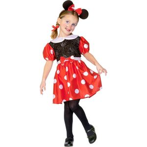 Widmann - Mickey & Minnie Mouse Kostuum - Mooie Minnie Tekenfilm Muis - Meisje - rood,zwart,wit / beige - Maat 116 - Carnavalskleding - Verkleedkleding