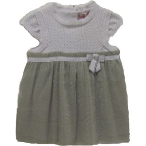 Boboli Baby Meisjes Doop Jurk - feest jurk - Wit/Grijs met Glitters - Maat 68