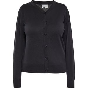 usha - Vest - Zwart - Fijngebreid - V-hals - Knoopsluiting