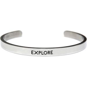 Key Moments for Men 8KM BM0004 Stalen open bangle met tekst - Explore - One-size - Zilverkleurig