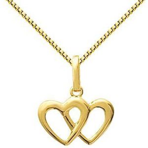 Montebello Ketting Double Gold - 925 Zilver Verguld - Hart - 15x16mm - 42cm