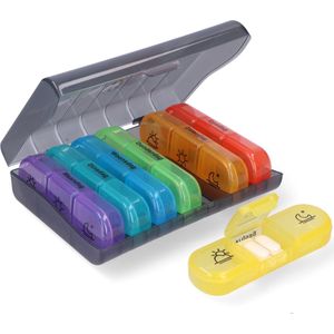 Gandria Pillendoos 7 Dagen - Uitneembaar Pillendoosje - Medicijndoos met 21 Compartimenten - Medicijndoos met Stevige Sluiting - 3 Vakken per Dag - 7 Kleuren