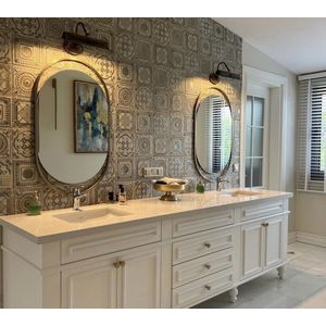 Badkamerspiegel Ovaal goud - Metaal - Spiegel - Hangspiegel - Wandspiegel - Uniek Design - 120x60 cm
