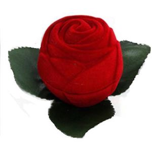 Ringdoosje roosje incl. GRATIS ring - aanzoek - verloving - bruiloft - Valentijn - huwelijksaanzoek - liefde - rood - sieradendoos - ring - cadeau