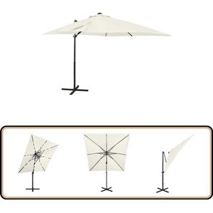 vidaXL Zweefparasol - 250 cm - LED Verlichting - Zand Tuinparasol - Parasol - Led Verlichting - Uv Bescherming - Terrasdecoratie
