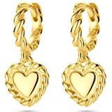 Zilver Verguld Klapoorringen Hart - 1 Micron - 22 mm
