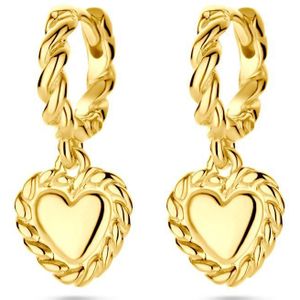 Zilver Verguld Klapoorringen Hart - 1 Micron - 22 mm