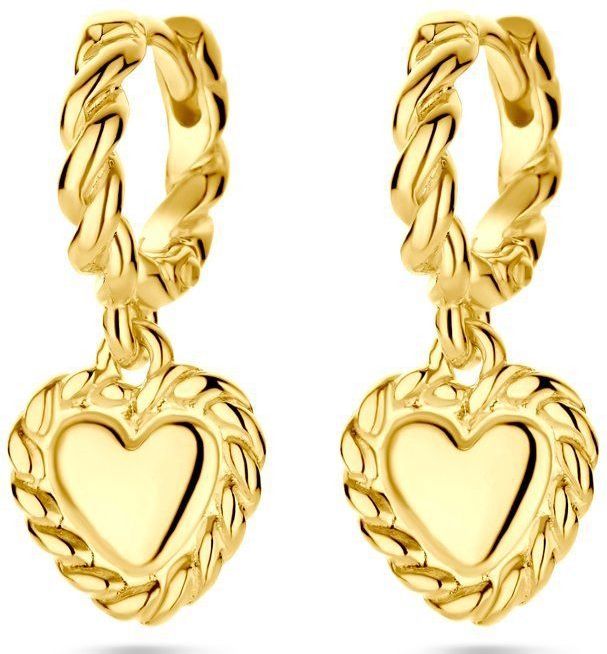 Zilver Verguld Klapoorringen Hart - 1 Micron - 22 mm