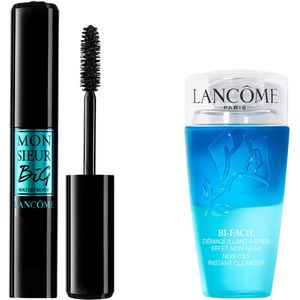 Lancôme 2-Step Wimper Routine Waterproof Mascara | Make Up Remover - Monsieur Big Mascara Waterproof Zwart & Bi-Facil Oog Make-up Remover 75ml