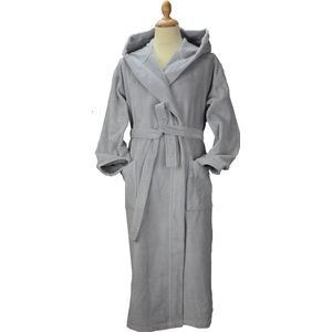 ARTG Robezz - DeLuxe - Velours Badjas met Capuchon - Lichtgrijs - Light Grey - Maat XS