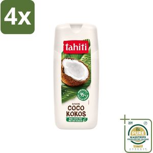 Tahiti - Douchegel - Biologische Kokos - 100% Vegan - 300 ml - Voordeelverpakking - 4 stuks - Biologisch - Hydratatie