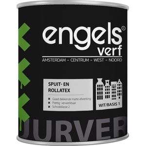 Engels Verf - Muurverf Latex Mat - Waterbasis - Ral 9016 - Spuit en rollatex - 1 Liter