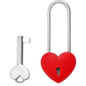Liefdesslot 35 inch rood hartslot met sleutel voor verliefden - Valentijnsdag cadeau - roestvrij staal metaal