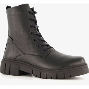 Hush Puppies leren dames veterboots zwart - Maat 37 - Uitneembare zool