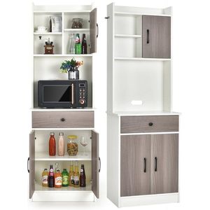 Multifunctionele Keukenkast 60 cm Breed - Ruimtesbesparende Buffetkast met Verstelbare Planken en Magnetronopslag