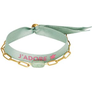 Set van twee armbanden - J'Adore - schakelarmband - stoffen armband