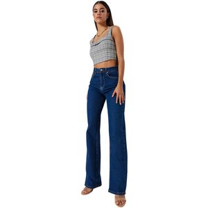 Trendyol Bordeauxrode Jeans Met Hoge Taille En Wijde Pijpen Twoss23Je00068