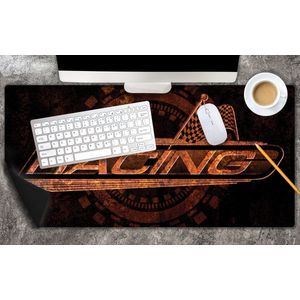 Bureau onderlegger - Logo met ''Racing'' en Race Vlag - 80x40 cm - 2 mm Dik - Bureau mat Vinyl