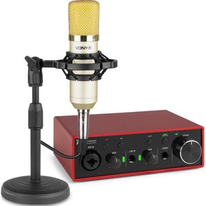 Vonyx producer recording set - Studio opnameset met audio interface en condensator microfoon - Goud