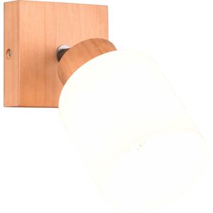 LED Wandspot - Wandverlichting - Torna Asmara - E14 Fitting - Vierkant - Mat Bruin - Hout