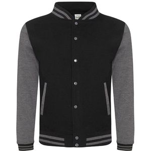 Just Hoods - Varsity Jacket - Jet Black/Charcoal (Heather) maat XS
