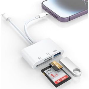 2-in-1 SD-kaartlezer en Adapter voor iOS - Compatibel met SD/MicroSD en USB-C