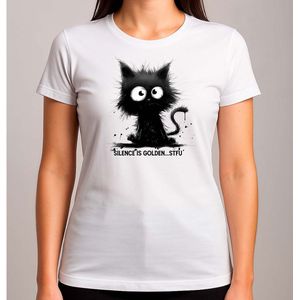 Silence is golden...stfu - T Shirt - Cat - CuteCat - CatLover - CatLife - Kat - LieveKat - GrappigeKat - KattenLiefhebber - BestMom - MamaLeven