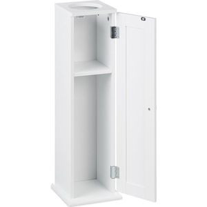 wc kastje met 2 vakken & gat voor vochtige doekjes, HxBxD 65x19,5x19,5 cm, deur, smal badkamerkastje, mdf, wit