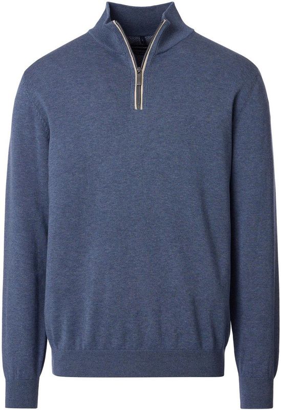 Casa Moda - Half Zip Trui - Blauw - Heren - 100% Katoen