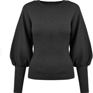 Dames Trui Esme - Ballonmouwen - Zwart met Glitter - Maat 38 (one size)