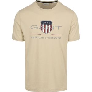 Gant - T-shirt Logo Ecru - Heren - Maat 3XL - Regular-fit