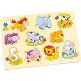 Goki Houten Noppenpuzzel Dieren Baby