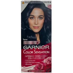 Garnier Color Sensation - Intense Permanente Kleurcrème - 2.10 Deep Blue - Langdurige Kleur - Tot 100% Grijsdekking - Spiegelschijn - Verzorgende Formule - Voor Glanzend en Gezond Haar - Gebruiksvriendelijk