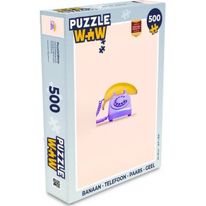 Puzzel Banaan - Telefoon - Paars - Geel - Legpuzzel - Puzzel 500 stukjes