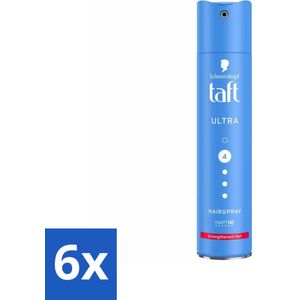 Taft - Ultra 4 - Haarspray - Langdurige fixatie - 250 ml - Voordeelverpakking - 6 stuks