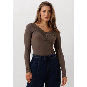Rosemunde Bernadine Organic T-shirt Lace Dames - Topjes - Taupe - Maat S