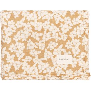 * Nobodinoz Wabi Sabi Geboorte Geschenk Swaddle 70x70cm | Golden Brown Sakura
