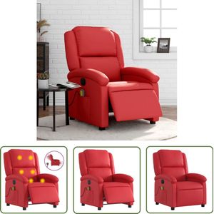 vidaXL Elektrische Fauteuil - Massagestoel - Massagestoel verstelbaar elektrisch kunstleer rood - Kunstleder Bank - Relaxstoel - Ergonomische Stoel