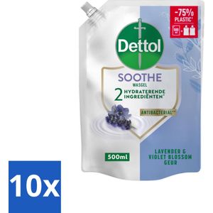 Dettol - Handzeep Navulling - Soothe - Lavendel & Vioolbloesem - 500 ml - Bulkverpakking - 10 stuks