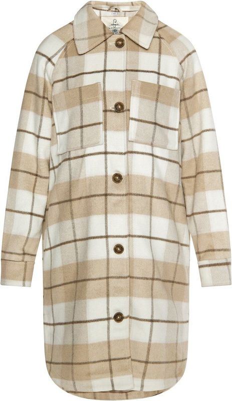 DreiMaster - Overhemdjasje - Ruitje Beige - Wolmix - Dames