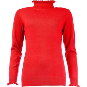 NED Trui Ruffle Ls Rmb Brei 25w1 U106 16 533 Tomato Dames Maat - S