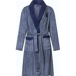 Gentlemen - heren badjas - coral fleece - navy waves - S/M